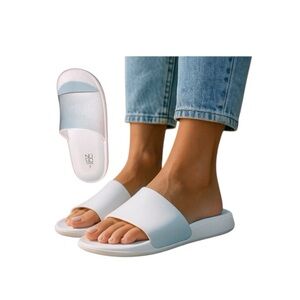 No Boundaries White Slide Sandals Minimalist Comfort
